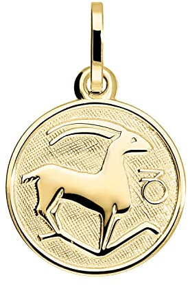 MyGold MOD-06017, Ciondolo segno zodiacale (senza catena), in oro giallo 333 (8 carati), piccolo, diametro 12 mm, rotondo e Oro giallo, colore: Capricorno, cod. A-06017-G303-Ste