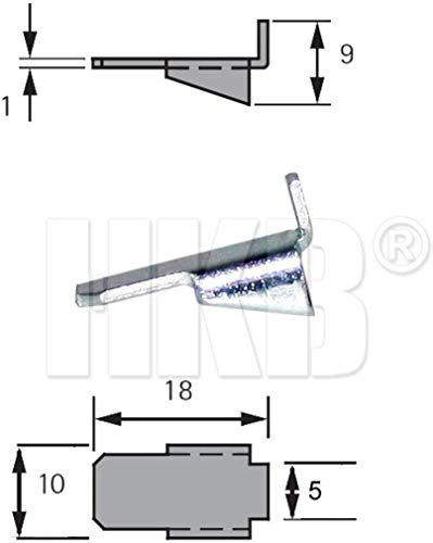HKB Regalbodenträger, 10 Stück, für Hettich VARI-11mm Schiene | mit 5mm Aufnahme, Eisen vernickelt, HKB®, Artikel-Nr. 51382