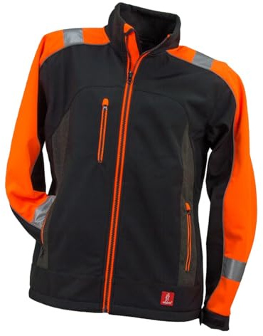 Urgent Softshell Arbeitsjacke GL-8364 wasserdicht Winddicht atmungsaktiv isoliert isolierter Reißverschluss Funktionsjacke Herren Outdoor Trekking Jacke elastisch schwarz mit orangen Elementen; (XL)