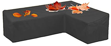 FOGUO Abdeckung Für Gartenmöbel L-Form, L-förmige Gartenmöbelbezüge, Staubdichte UV-Schutz-Ecksofabezug, Wasserdicht Und Winterfest Abdeckhaube, Schutzhille Fur Gartentisch