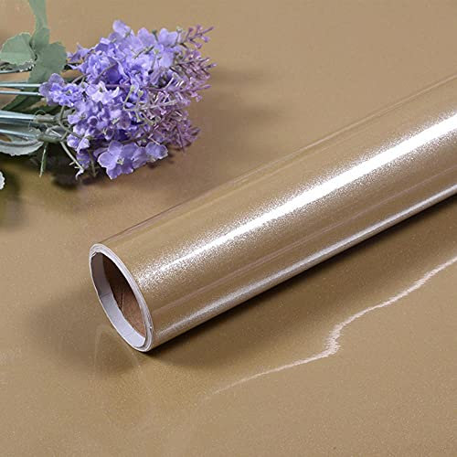 CYN Wallpaper Self-Adhesive Removable, Oil-Proof Kitchen PVC Wallpapers WaterProof Wall Sticker for Cabinet Furniture Renovation Self Adhesive Film-champagne_60cm × 5m