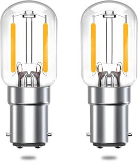 Bonlux 2W Nähmaschinen Birne B15d LED Nähmaschinenlampe Ersatz 15 Watt Glühbirne Bajonett Ba15d Nähmaschinen Lampe Ba15s Glühlampe, 220V, 230V, 240V, 150lm, Warmweiß 2700K, 2 Stück