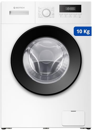 Lave-linge frontal GEDTECH GLL101400WH - 10 Kgs - 1400 tr/mn - 16 programmes - Eco - Intensif - Rapide – Très Faible conso - Classe A-10% (Blanc, 10 Kg)