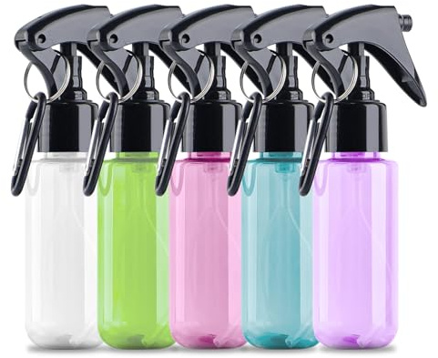 TANSHINE Kleine Sprühflasche, 50 ml, Reisegröße, Mini-Nebel-Wassersprühflaschen, tragbarer Händedesinfektionsmittel, Alkohol, feine Sprühflasche, leere Sprühflaschen mit Clip, 57 ml/5 Stück