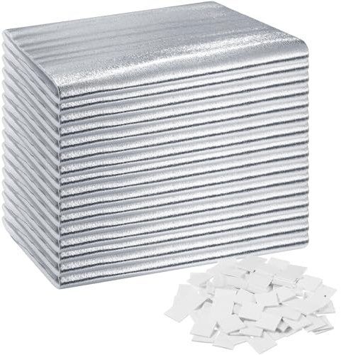 Frienda Garage Door Insulation Set 24 x 48 Inch White Foam Core Insulation Panels Reflective Aluminum Radiant Barrier Thermal Shield with Adhesive Tape for Greenhouse Attics Walls(16 Pcs)