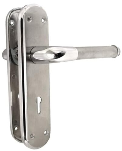 Haven Heritage Door Lock Secure, Door Handles - Lock for Internal Door Handles, Bathroom Lock Door Handles Interior Lever Lock Marina Deluxe Modern Duo Two Tone Polished Chrome/Satin Nickle (Lock)