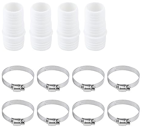 MY MIRONEY 4PCS Drain Hose Adapter, Fit for 1.06-1.26, Hose Extension Adapter Replacement with 8PCS 0.83-1.73 Hose Clamps for washing machine, Dishwasher Water Pipe
