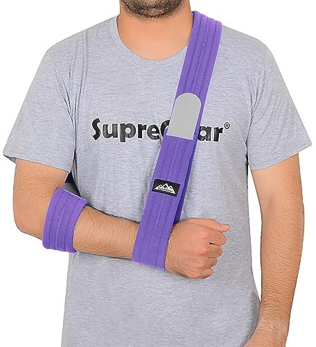 supregear Fascia di Supporto per Braccio, Supporti reggibraccio Immobilizzatore per Braccio a Tracolla Regolabile Leggero Comodo Traspirante Medica da Spalla per Feriti Arm/Hand/Gomito (Viola)