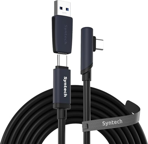 Syntech Link Cable 16FT Compatible with Oculus/Meta Quest 3/Quest 3S/Quest2/Pro/Pico 4 and PC/SteamVR, Upgraded Type C with USB 3.0 Adapter, High Speed Data Transfer Cord for VR Headset, Black