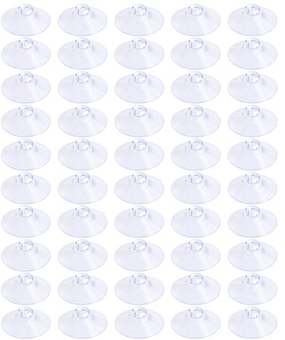 Pawfly 50 Pcs Suction Cups 3 cm Clear Plastic Suction Pads for Home Organization and Decoration Strong Adhesive Sucker Holders for Kitchen Bathroom Window and Glass Door