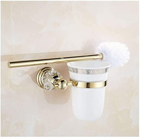 FENGJISUN Scopino WC Scovolino Bagno WC Set Scopino E Supporto per WC, Supporto per Scopino per Montaggio A Parete, Set di Scopini per WC Creativo per WC da Bagno Spazzolone WC Accessori Bagno(Gold)