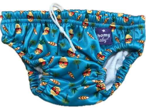 HOMYBABY® Costume da bagno pannolini lavabili riutilizzabili per neonati, mutandine da bagno a partire dai 6 mesi, pannolini da bagno per bambini lavabili (ananas, 12 – 24 mesi)