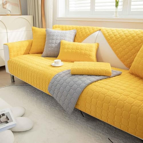 HLTQL Sofabezug 1 2 3 4 Sitzer Sofaschoner rutschfest Couchbezug L Form Waschbarer Dekor Perim Sofa Decken Sofaschutz Katze Hund Decke Doppelseitiger Gesteppter,#77-110x110cm
