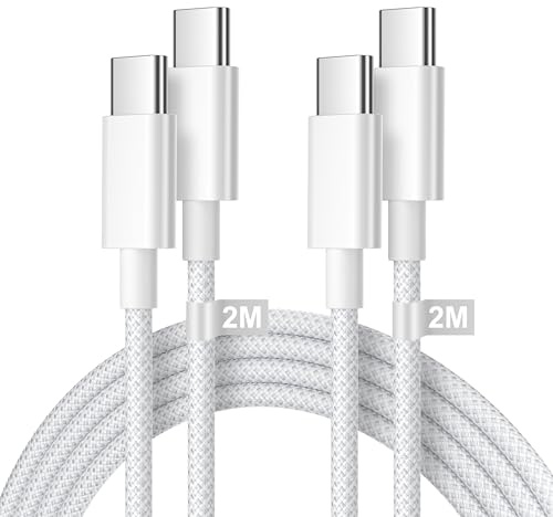 Poukey Cable iPhone 15 16 17 2M 2Pack, 60W Cable USB C a USB C Carga Rapida para iPhone 17 16 15 Pro Max/Pro/17 Air/16 15 Plus, Macbook, iPad, Cable Tipo C Nailon Trenzado Carga Rapida Tipo C