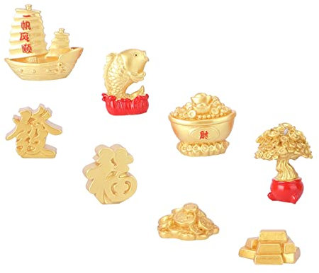 Sosoport 16 STK Glücksbringer glucksbringer New Year Decoration neujahrsdeko dekofiguren Goldener Yuan Bao Chinesischer Geldbaum Kunsthandwerk aus Kunstharz Maskottchen des neuen Jahres
