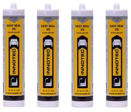 4 Stück Innotec Easy Seal XS Hellgrau - Premium Silikondichtmasse - Sanitärsilikon - Dichtmasse für Innen & Außen - Silikon zum Abdichten & Verfugen im Sanitär- und Küchenbereich - Bausilikon