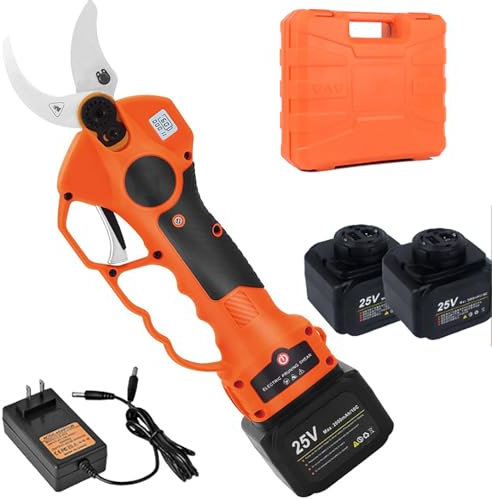 Tijeras de podar eléctricas, Tijeras de podar de Mano inalámbricas con 2 baterías de Litio, diámetro de Corte de 40 mm, Tijeras de podar inalámbricas portátiles con batería para podar árboles y