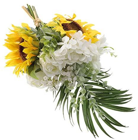 Cabilock Künstlicher Sonnenblumenstrauß Brautstrauß Hochzeitsdeko Künstliche Blumen Realistische Kunstblumen Simulierte Sonnenblumenverzierung Brautjungfernstrauß Partygeschenk Für Hochzeit
