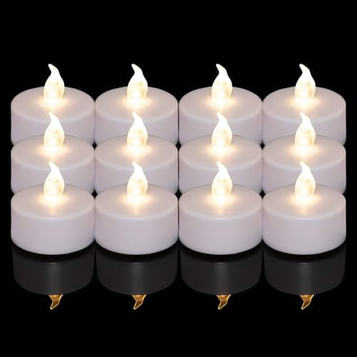 Tappovaly Batteriebetriebene flammenlose LED-Teelichter, 200 Stunden, realistisch, flackernd, batteriebetrieben, saisonale für Halloween-Dekoration, Festivals, Hochzeiten (24 Stück, warmweiß)
