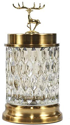 CWLPSL Schmuckschatulle aus Glas, Schmuckschatulle aus Metall, Schmuckschatulle mit Deckel, Elch-Halsketten- und Ringschmuckhalter, Tier-Schmuckdose, Geschenk für Mädchen und Frauen (golden),