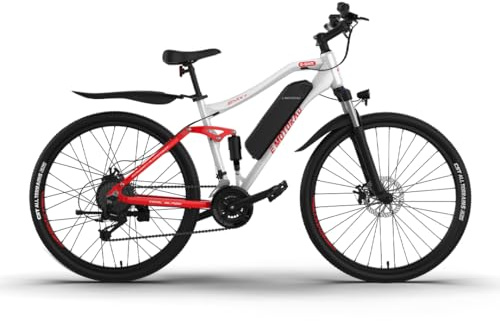 EMotorad EMX+ | Bicicleta Eléctrica Todoterreno para Adultos | Neumáticos 27.5 | Motor 36V 250W | Batería Extraíble | Suspensión Doble | Frenos Hidráulicos | Pantalla Color C8 (Blanco)