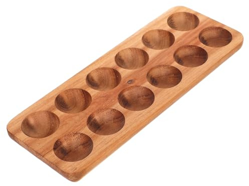Amosfun Portauova Resistente Agli Urti per Frigorifero in Legno Marrone Design Elegante Rettangolare Capacità per 12 Uova per Cucina e Sala da Pranzo