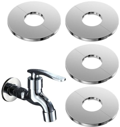 MOLZINY 4 Pieces Rosace Robinet Mitigeur Douche Rosace Acier Inoxydable pour Chauffage Rosace de Robinet Rosace de Douche Intérieur 24 mm Pour Robinets Tuyaux Tuyaux De Radiateur