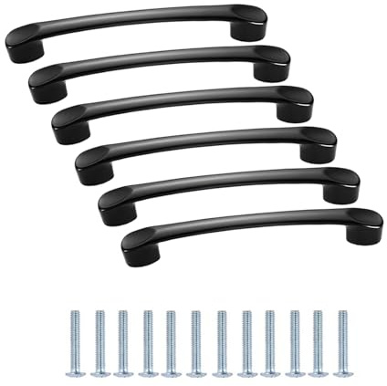 LEOEZYA 6 Pezzi Maniglie per Mobili da Cucina Distanza fori 96mm Nero Maniglie per Mobili da Cucina in Lega di Alluminio con Vite di Fissaggio per Armadi, Cucina,Comò,Mobili,Cassetti