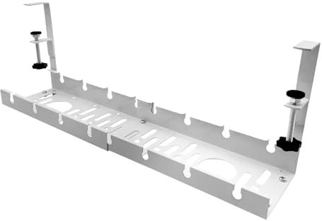 HUWOYG Bandeja Organizadora De Cables Bajo El Escritorio Bandeja de Cables de Metal Extensible Debajo del Escritorio, sin perforación, con Abrazadera, Soporte de Cable de regleta retráctil(White)