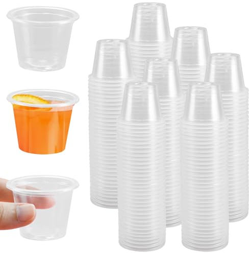KYYGKY 300 Pcs Plastic Shot Glasses 1.35 oz/40ml Shot Cups Plastic Reusable Shot Glasses Crystal Clear Shot Cups Mini Shot Glasses Deseret Glass Sample Tasting Cups for Party Picnic Wedding Festival