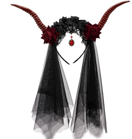 FARMENNI Horn Hexe Party Rose Haarreifen Halloween Rose Rollenspiel Kostüm Abschlussbälle Party Live Show Kopfbedeckung