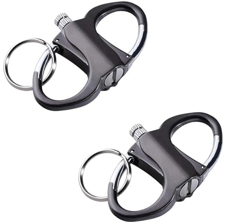 Homaskylynn Infinity Lighter, Keychain Lighter Match Strike, Permanent Waterproof Matches, Emergency Survival Fire Starter Striker, Outdoor Metal Key Chain(Black*2)