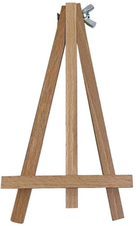 Wooden World – Mini Cavalletto in Legno – Supporto Pratico e Robusto per Mini Foto, Cornici, Medaglie, Biglietti da Visita, Numeri da Tavolo, Mini Tele – 16 cm