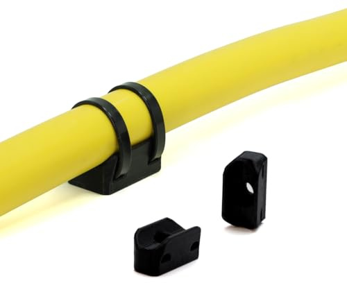 Kabelbinder Schraubsockel, Hochfest UV-Beständig für schnelle Montage auf Platten, Wänden oder Aluprofil, für verschiedene Kabel, Schläche, Leitungen geeignet (D10 S 24mm x 13mm, 50, Stück)