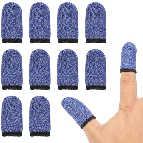 PATIKIL Manchon De Pouce De Contrôleur, 24 Pièces Manchons De Doigt De Jeu Mobile Gants À Pointe en Fibre Anti-Sueur Respirants pour Dispositifs Tactiles De Jeu Mobile, Bleu/Noir