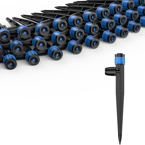 Pawfly 30 goteros de riego, gotero para manguera de riego por goteo de 6 mm, cabezales de aspersor con flujo de agua ajustable de 360°, gotero de jardín para sistema de riego de plantas