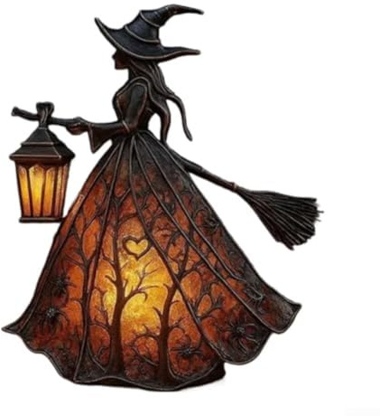 CWOQOCW Lámpara de mesa LED de resina gótica con sombrero de bruja de Halloween, decoración embrujada, luz de ambiente místico para decoración del hogar