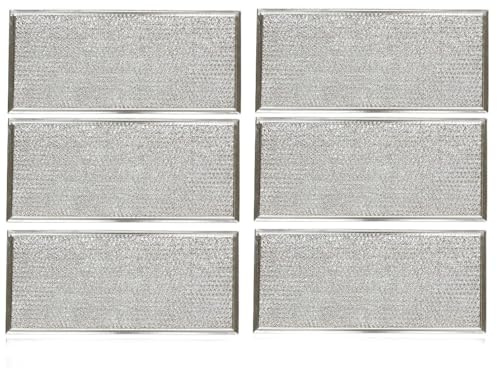 Confezione da 6 filtri antigrasso compatibili con Whirlpool W10208631A in rete di alluminio per forno a microonde