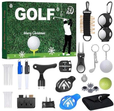 Calendarios De Adviento De Golf 2025, Calendario De Cuenta Atrás Con Kit De 24 Días De Artículos De Golf, Prácticos Calendarios Navideños 2025 Con Temática Deportiva Para Los Amantes Del Golfs.