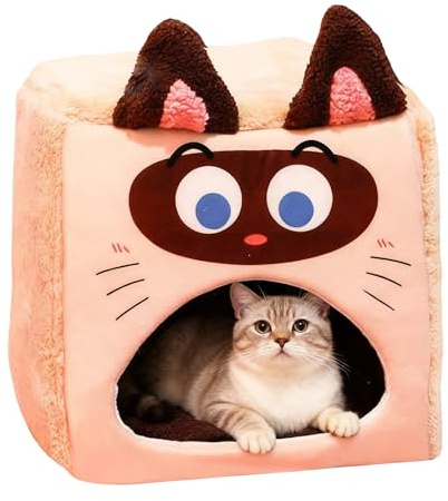 Yanayi Letto a casetta per gatti | Calda tenda per dormire in peluche – Casa morbida per gatti come posto letto | Per soggiorno casa appartamento casale garage riscaldamento invernale