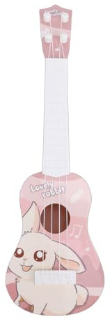 Fockety Ukulélé Jouet pour Enfants, Guitare à 4 Cordes, Jouet Musical, Mini Instruments d'apprentissage, Musical éducatif pour Débutant, Guitare ukulélé, Cadeaux pour Tout-Petits, (Lapin Mignon)