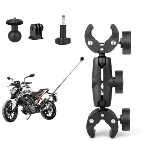 EAAGHK Kamera Klemme Halterung, mit 360° Doppelkugelkopf Anti-Shake 1/4 Zoll Action Kameras Halterungen Aluminium Motorrad Fahrrad Kamerahalterung Kompatibel mit GoPro / Insta360 / DJI