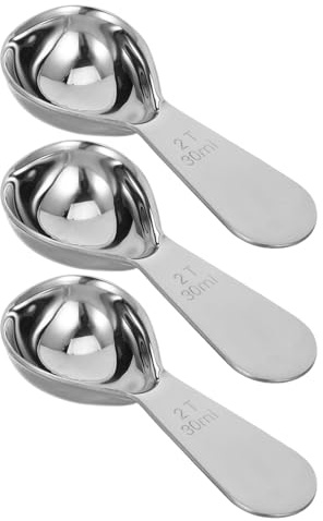 Cabilock Cucharas Medidoras de Café Capacidad 30ml y 2 Cucharadas Juego de 3 de Acero Inoxidable Mango Corto Portátiles y Ligeras para Eventos al Aire Libre y Café