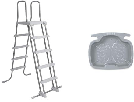 Intex échelle Double sécurité pour Piscine de 1m32 avec marches Amovibles 28074 80 x 40 x 132 cm Blanc & 29080 - Pediluve Coloris aléatoire