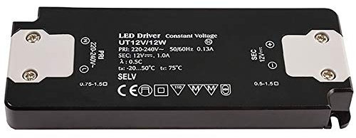 Alimentatore trasformatore SLIM 12W 1000mA 12V DC lampade faretti LED 220V IP20