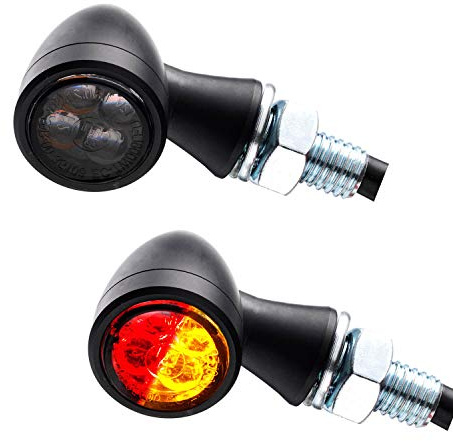 1 paire de mini feux arrières LED 3 en 1, Feu stop, Clignotant Zero, Noir, Pour moto, chopper, caferacer