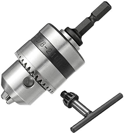 Bestgle Soporte adaptador de portabrocas de vástago hexagonal de 0,5 a 6 mm, 3/8-24UNF de cambio rápido con llave