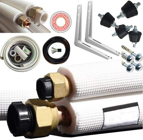 2x 3m Kupferleitung Kältemittelleitung Kupferrohr für Split Klima 24000 BTU Klimaanlage Klimagerät reines Kupfer (1x 3/8 Zoll + 1x 5/8 Zoll)