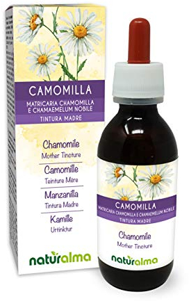 Äkta kamomill och Romersk kamomill (Matricaria chamomilla och Chamaemelum nobile) blomhuvuden (blommor) Alkoholfri modertinktur Naturalma - Flytande extrakt i droppar 120 ml - Kosttillskott - Vegan