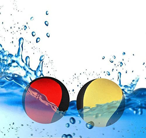 JYOHEY 2 Stück Wasserball Wasser Flummi Springender Ball auf Für Jugendliche und Erwachsene Schnelltrocknender Lycra-Bezug Ball, Red+yellow